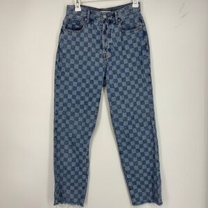 Pac Sun Womens Size 26 High Rise Straight Jeans Blue Check Denim Five Pockets